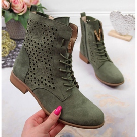 Women's spring boots, openwork olive Jezzi green 2