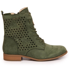 Women's spring boots, openwork olive Jezzi green 1