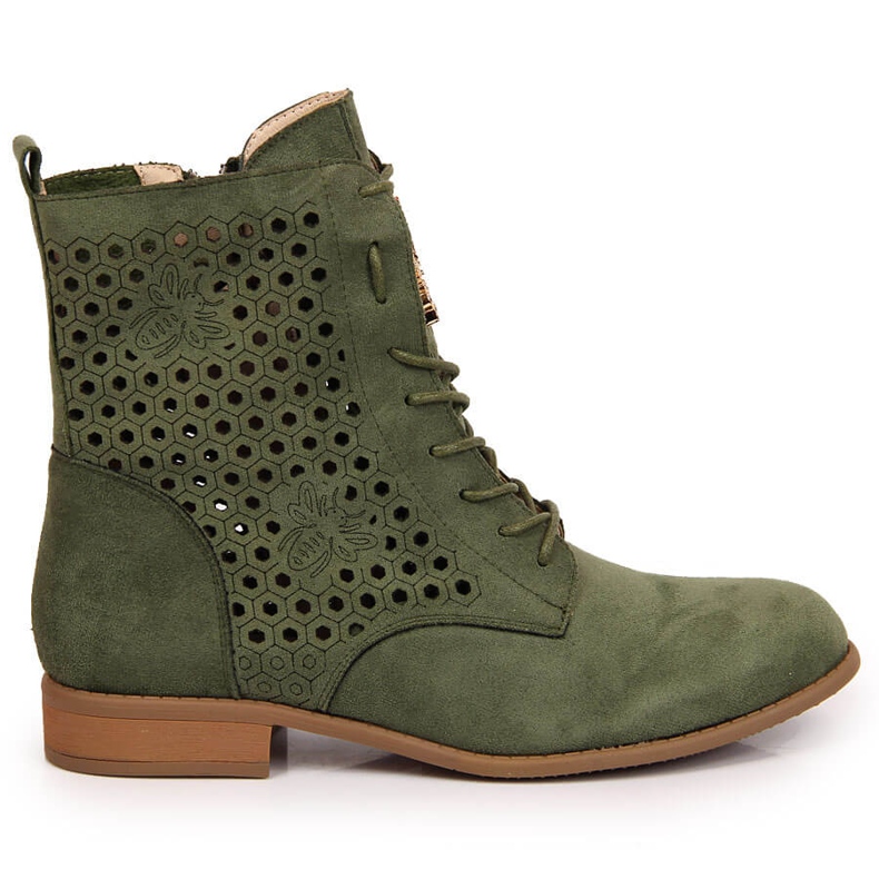 Women's spring boots, openwork olive Jezzi green 1