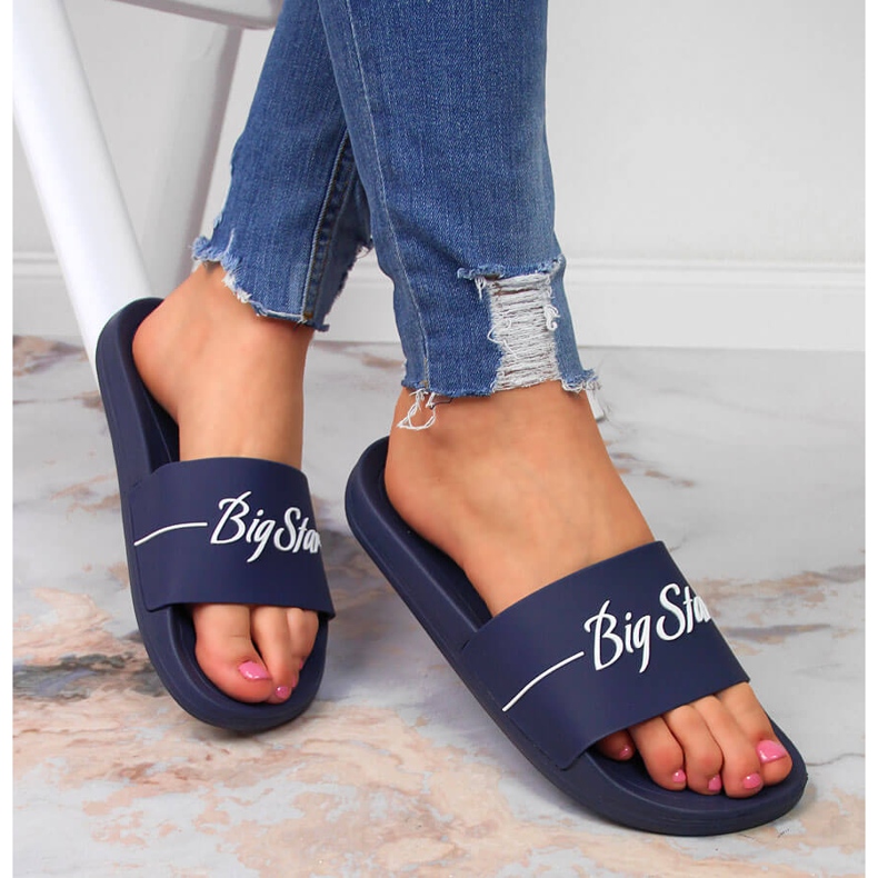 Navy blue sports slippers Big Star JJ274A299 1