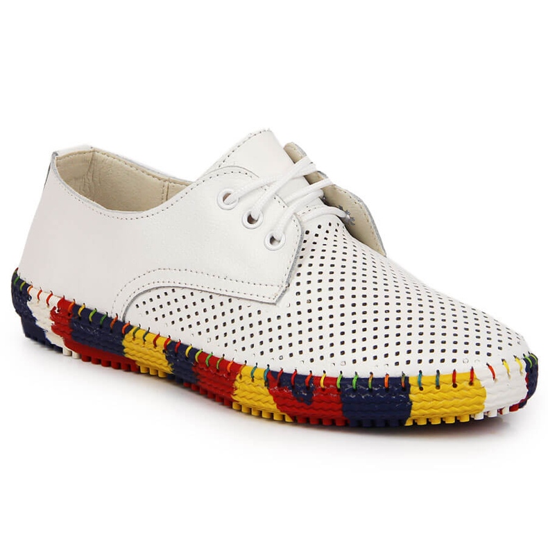 Comfortable white Artiker leather openwork shoes 1