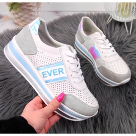 Leather shoes with a holo platform in white Filippo grey 1