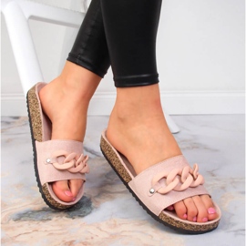 Women's slippers with a chain of powdery pink Potocki 1