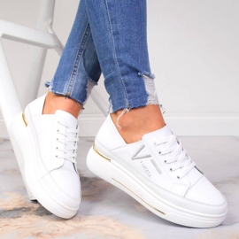 Women's leather shoes, white Vinceza sneakers 1
