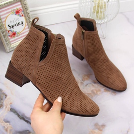 Brown Vinceza openwork women's boots on a block 1