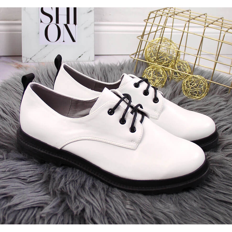 S.Barski Women's lace-up shoes, white S. Barski 2