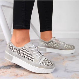 Women's gold openwork leather shoes Filippo 2