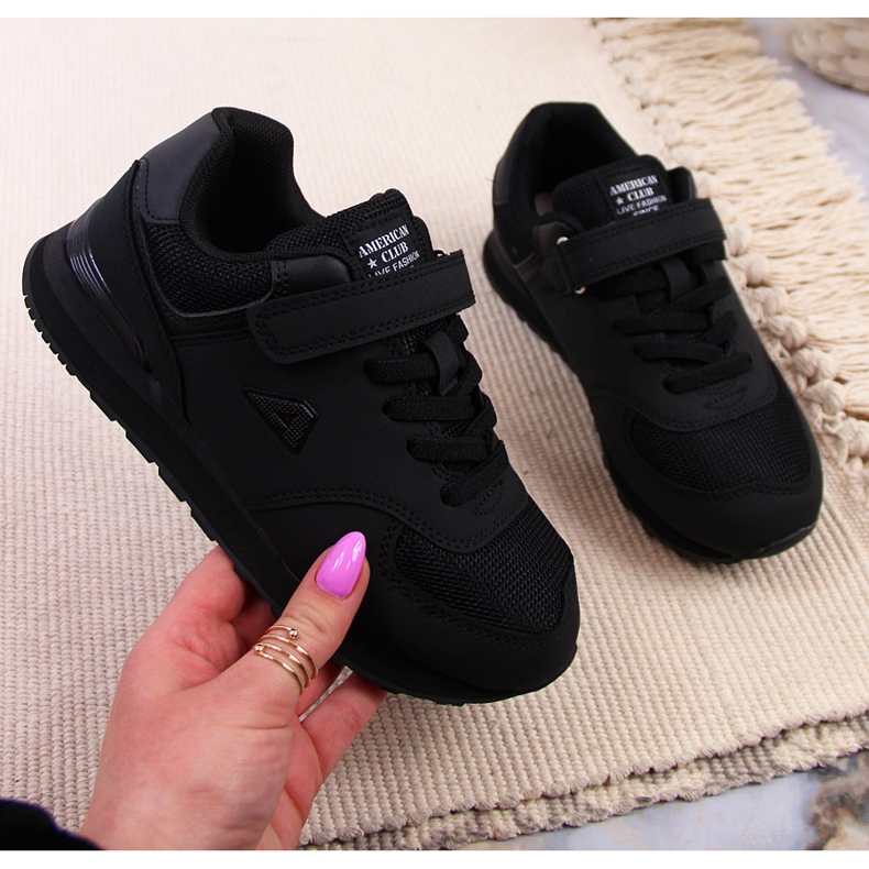 Black American Club children's sports shoes with velcro 1