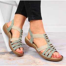 Green Rieker 60851-52 women's sandals with elastic bands 1