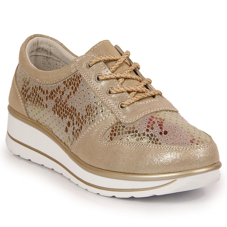 S.Barski Women's gold leather sneakers S. Barski 2