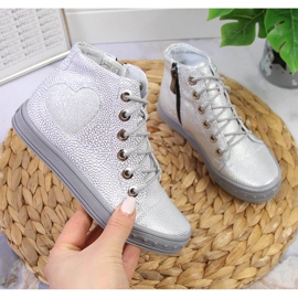 High-top silver sneakers for girls Kornecki 6813 1