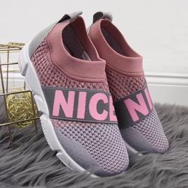 Girls' sports shoes slip-on McKeylor pink grey 2