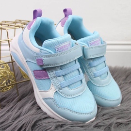 Girls' sports shoes with Velcro blue American Club 2