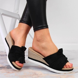 Women's black wedge slippers Potocki 4