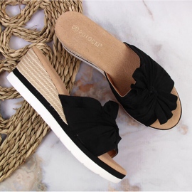Women's black wedge slippers Potocki 1