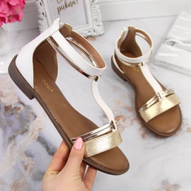 Women's white sandals from Potocki golden 1