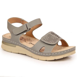 Comfortable women's sandals with Velcro gray Jezzi grey 1