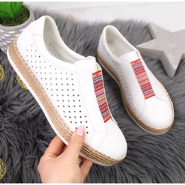 Women's leather shoes, slip-on white Rieker L7821-80 1