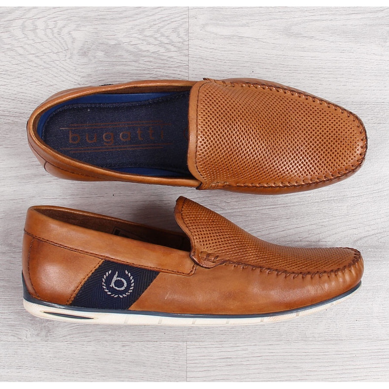 Brown leather men's loafers Bugatti JJ153094 1