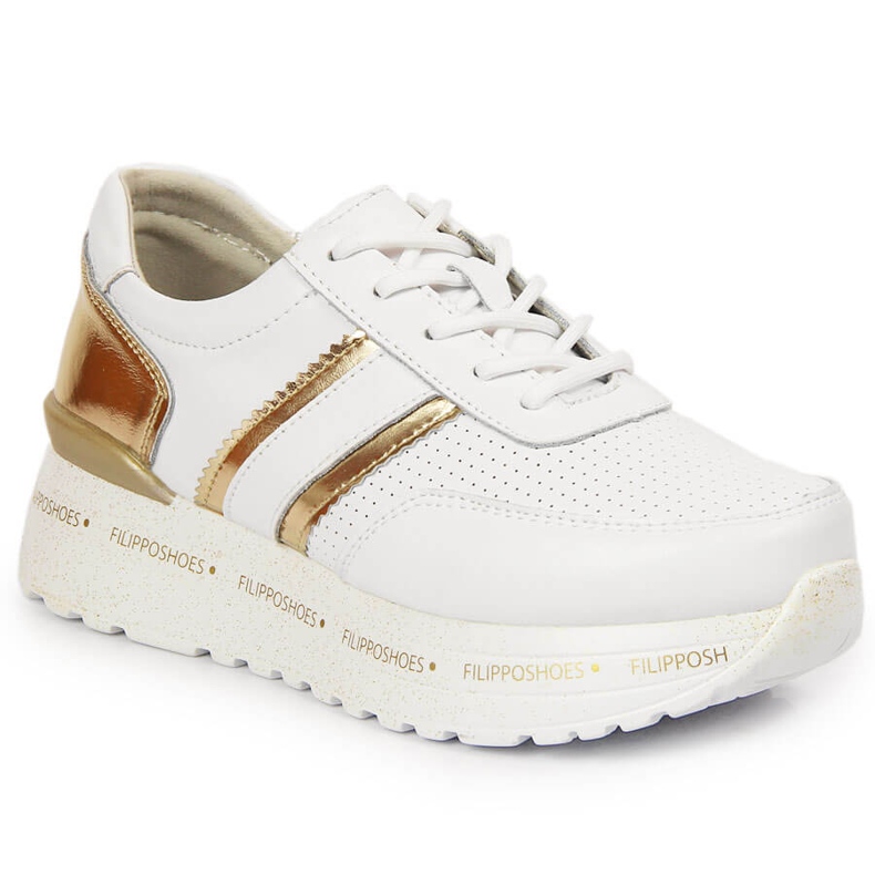 Leather women's shoes on the white Filippo platform 2