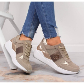 Women's leather sneakers on a beige wedge Filippo 1