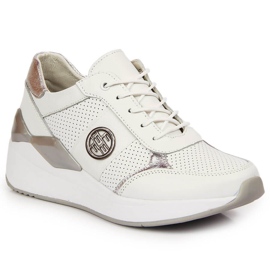 Women's leather sneakers on a wedge white Filippo 2