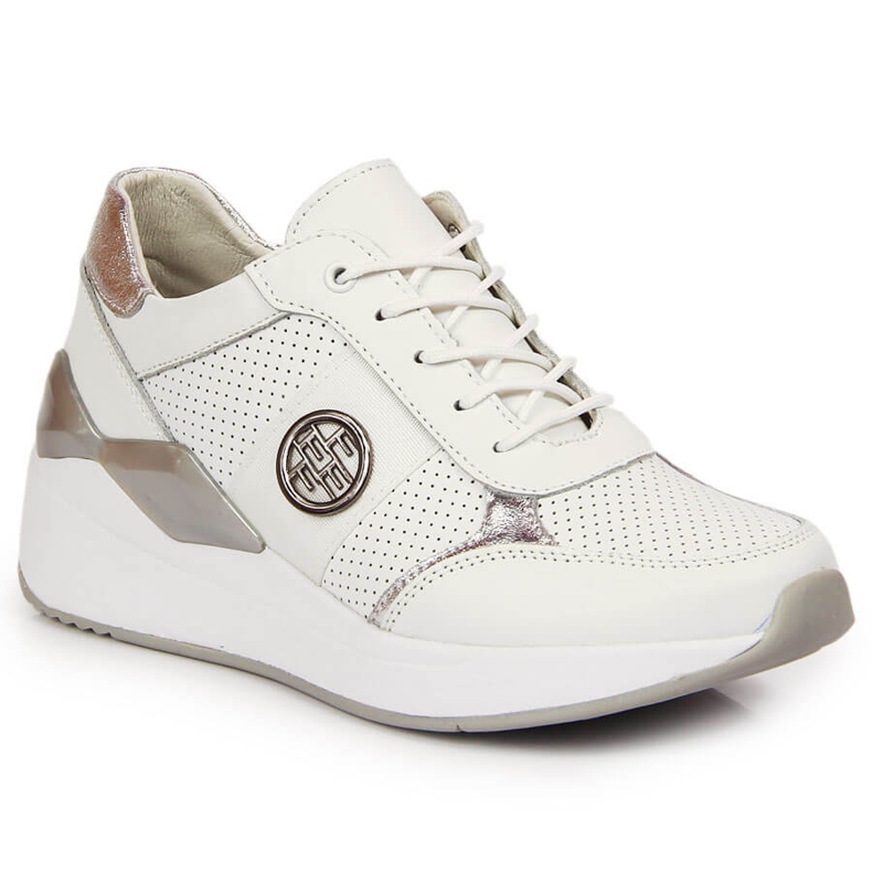 Women's leather sneakers on a wedge white Filippo 2