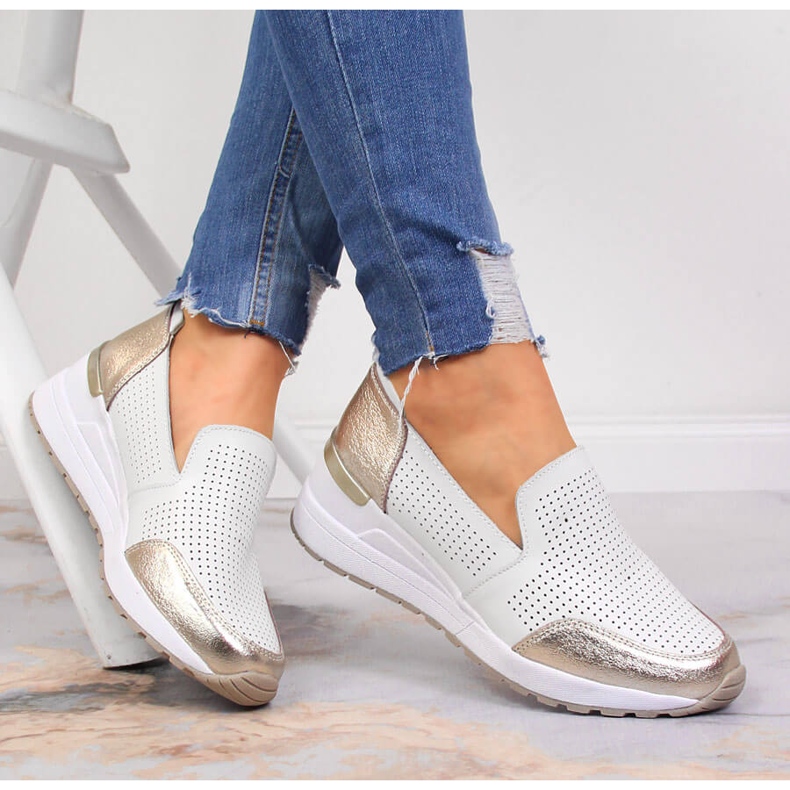 Leather wedge shoes, white Filippo 2