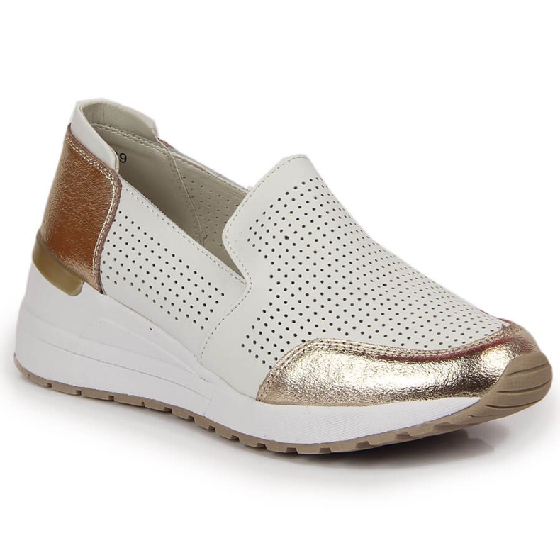 Leather wedge shoes, white Filippo 1