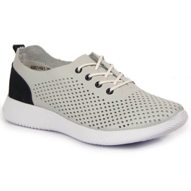 Gray Artiker openwork leather shoes for women grey 2
