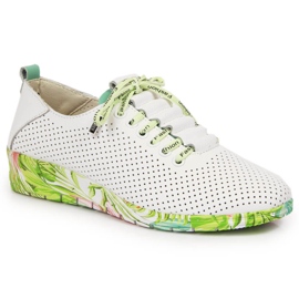 Women's white leather openwork shoes with a wedge Artiker 1