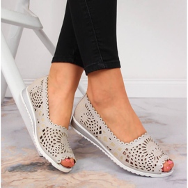 Openwork, open toe, beige Jezzi women's shoes 1