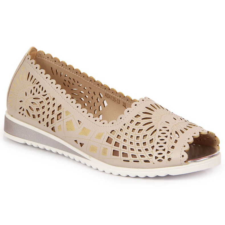 Openwork, open toe, beige Jezzi women's shoes 2
