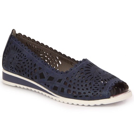 Women's openwork shoes, open toe, navy blue Jezzi 1