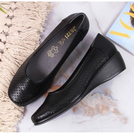 Women's openwork wedge shoes, black Jezzi 1