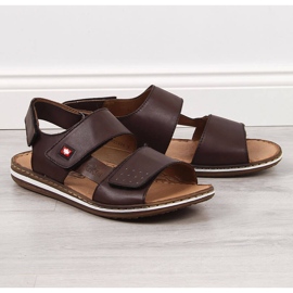 Men's leather sandals with velcro brown Rieker 21080-25 1