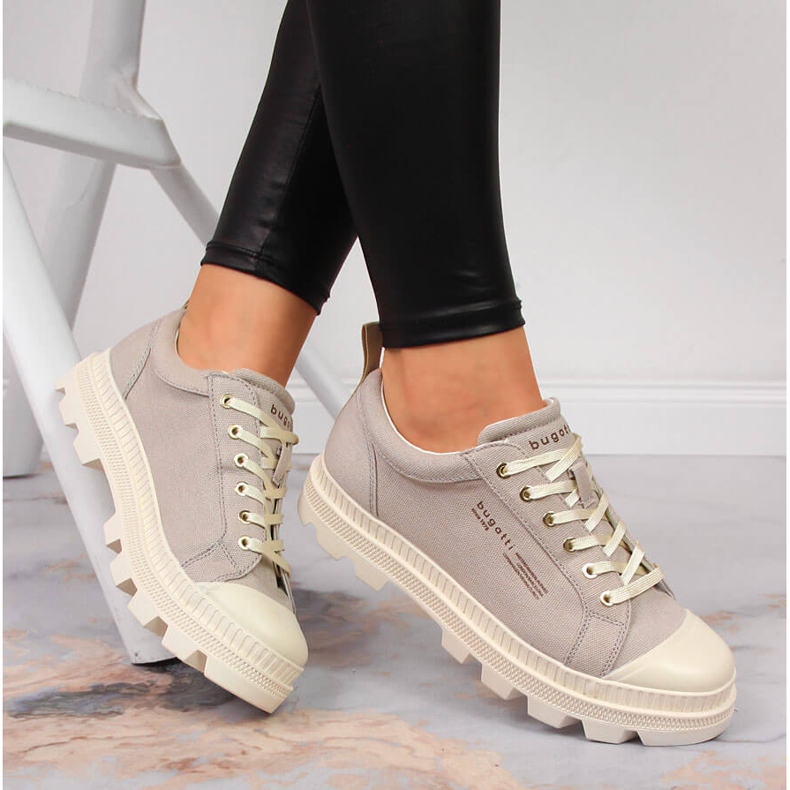 Women's sneakers on the beige Bugatti JJ253026 platform 1 Women's sneakers on the beige Bugatti JJ253026 platform 1