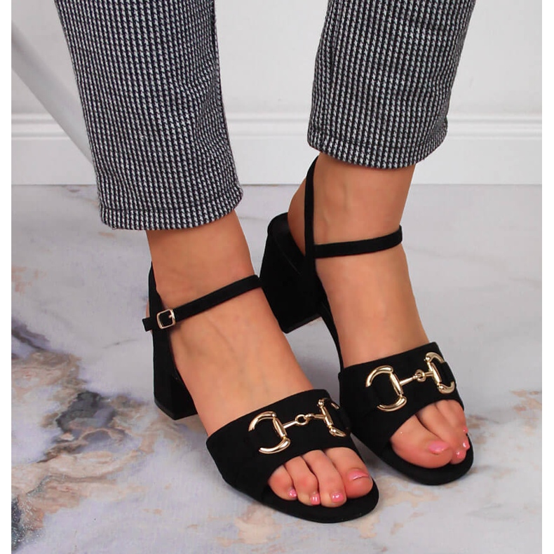 S.Barski Black women's sandals on a post with an ornament by S. Barski 2 S.Barski Black women's sandals on a post with an ornament by S. Barski 2