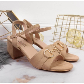 S.Barski Women's sandals on a post with beige ornaments by S. Barski 2