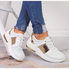 S.Barski Leather women's shoes with wedges, white S. Barski 1