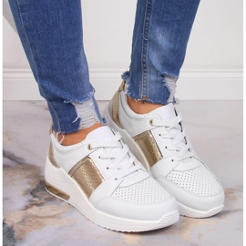 S.Barski Leather women's shoes with wedges, white S. Barski 2