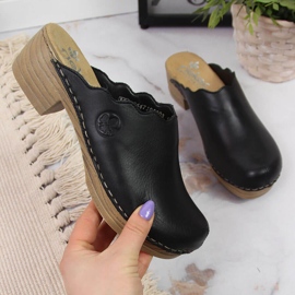Rieker V6844-00 black women's leather slippers 1