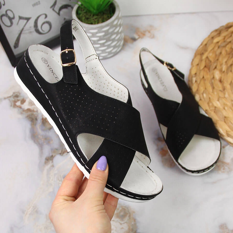 Comfortable women's sandals, black Vinceza 1 Comfortable women's sandals, black Vinceza 1