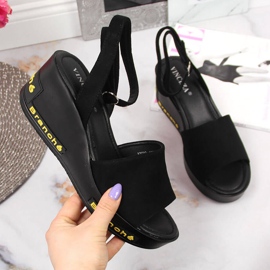 Black Vinceza women's sandals on a wedge heel 1
