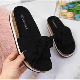 Women's slippers with a black Vinceza platform bow 2