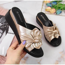 Women's golden wedge slippers Vinceza 1