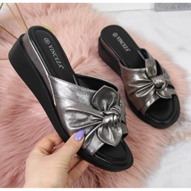 Women's silver wedge slippers Vinceza 1