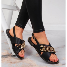 Black Vinceza women's sandals with a chain 1