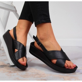 Black Vinceza women's sandals on a wedge heel 1
