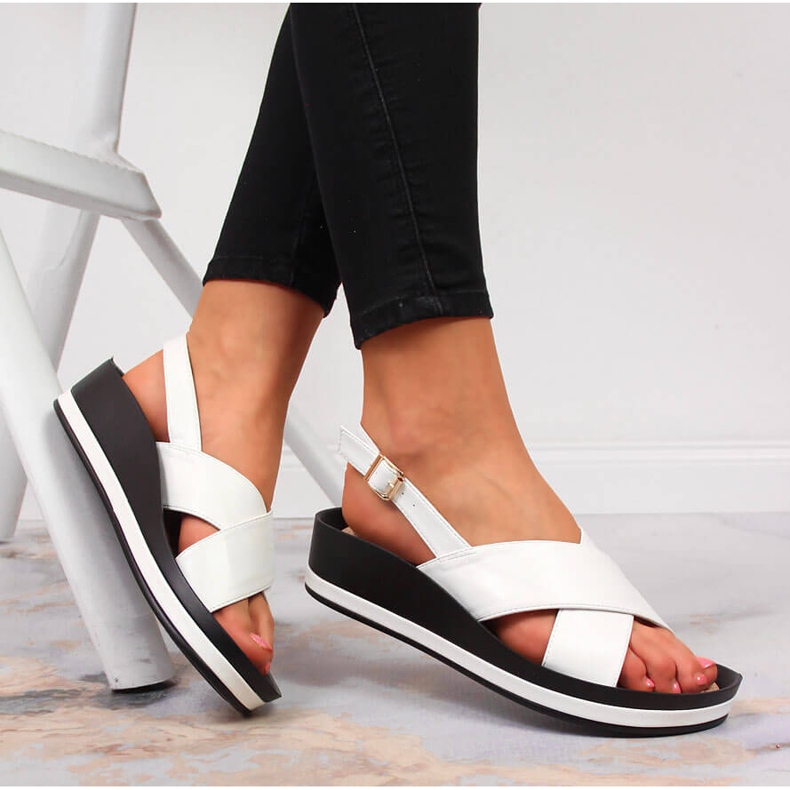 White Vinceza women's sandals on a wedge heel 1 White Vinceza women's sandals on a wedge heel 1